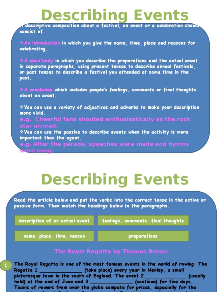 Describing Events Rules Onomastics