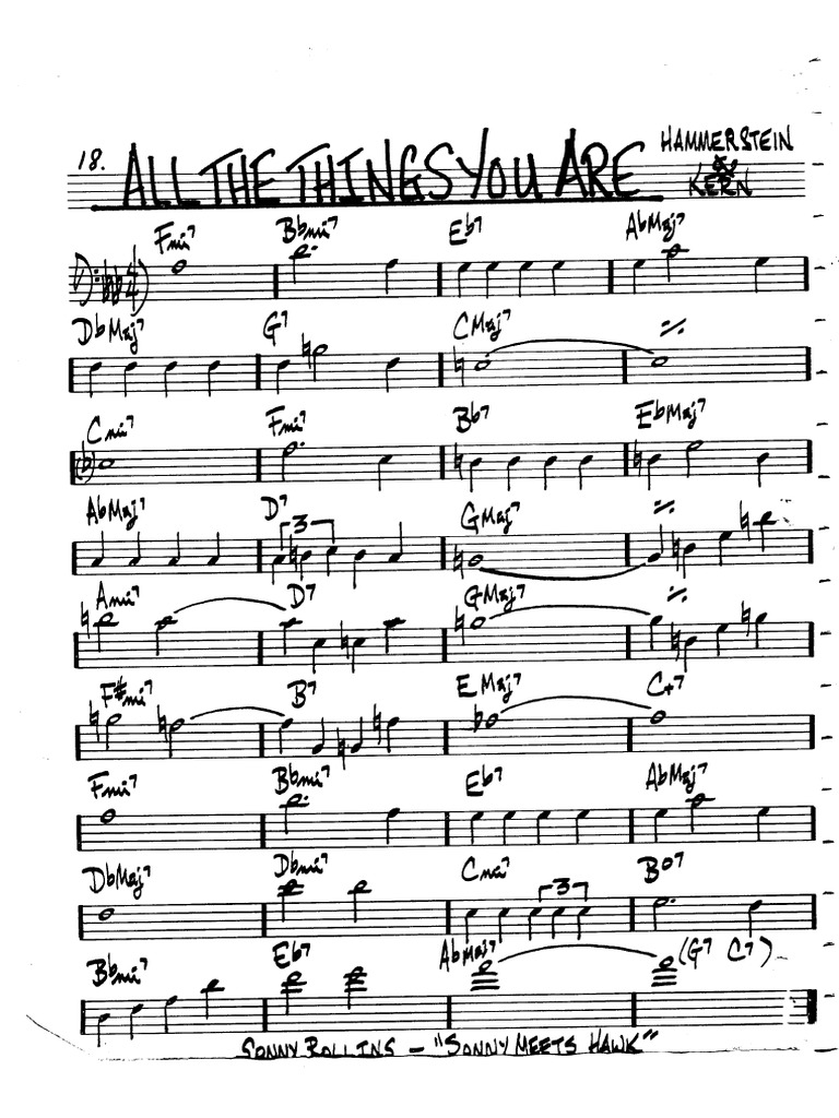 All The Things You Are Hammerstein&Kern (Bass Clef) PDF