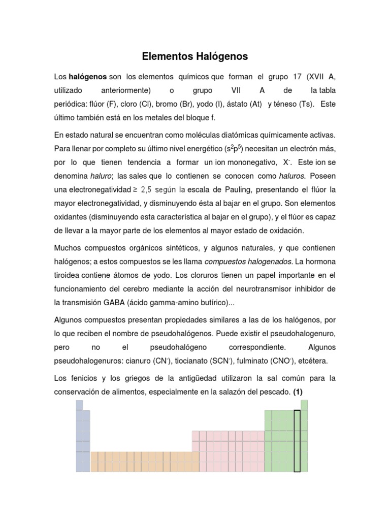 Elementos Halógenos | PDF | Cloro | Química Física