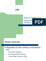 Motor Deficits: Refer To Chapter 5 of Clinical Neurology Textbook