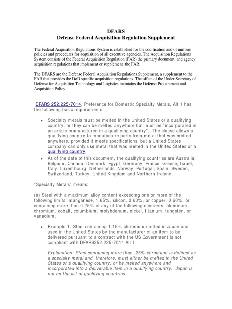 DFARS Specialty Metals Compliance | PDF | Alloy | Nickel