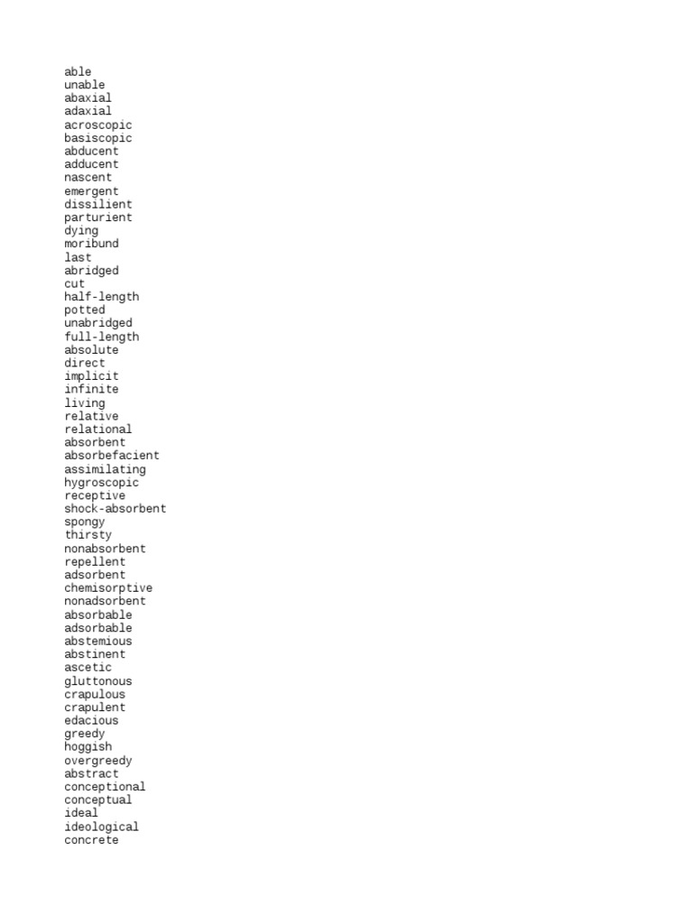 Word List PDF Nature