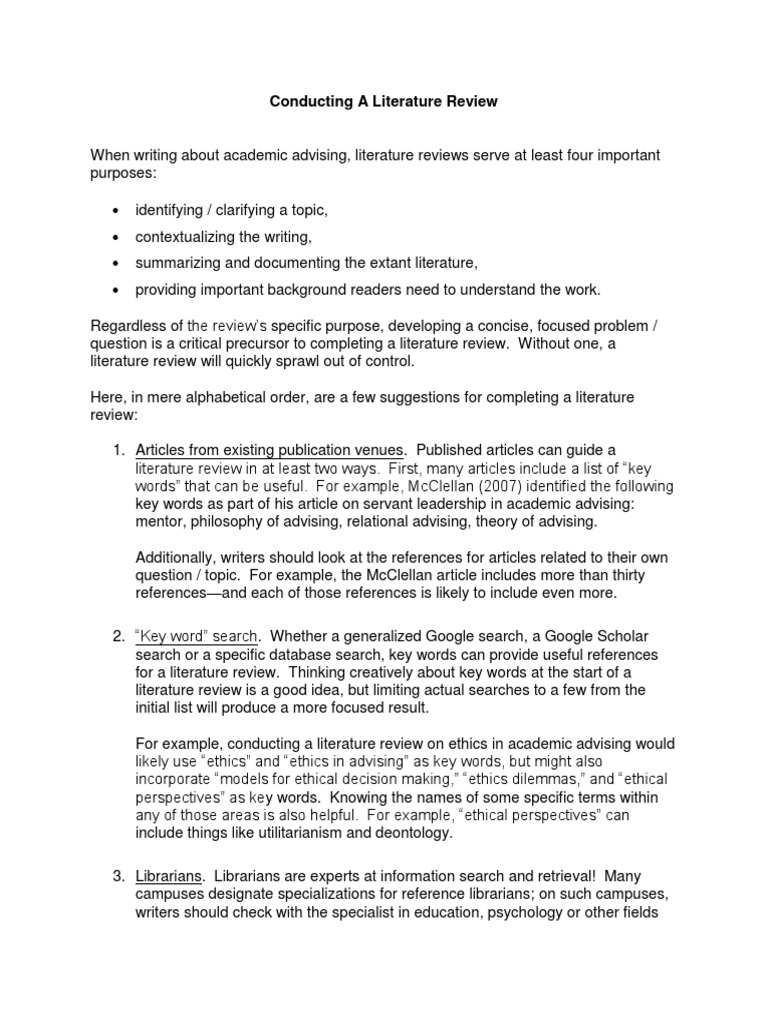 Conducting A Literature Review | PDF | Expert | Literature Review