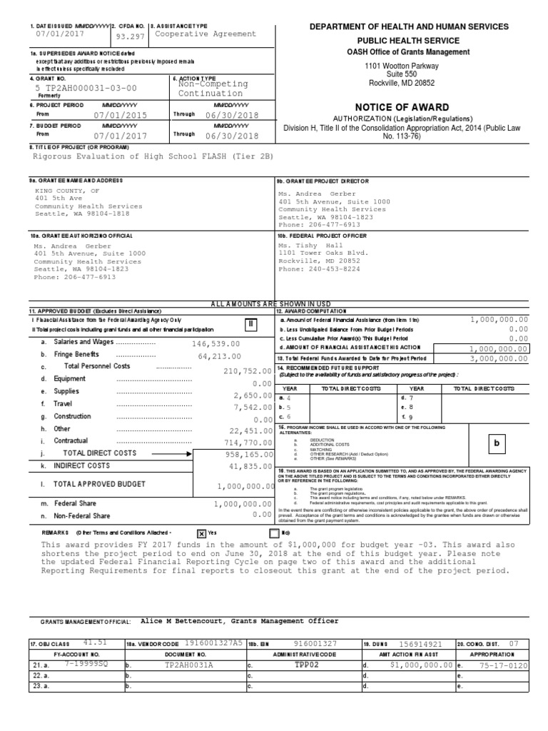 Grant award Marriage Federal Government Of The United States