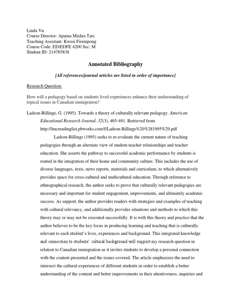 Annotated bibliography into picture