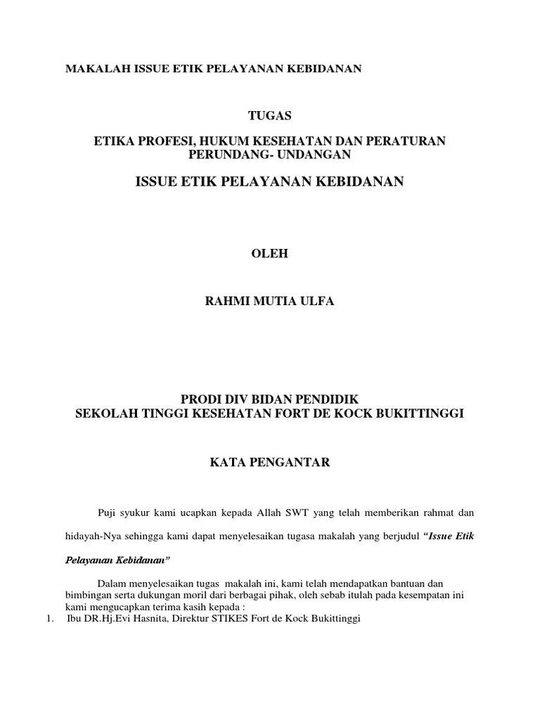 Makalah Issue Etik Pelayanan Kebidanan