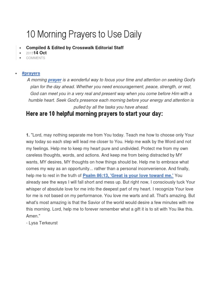 essay on a morning prayer
