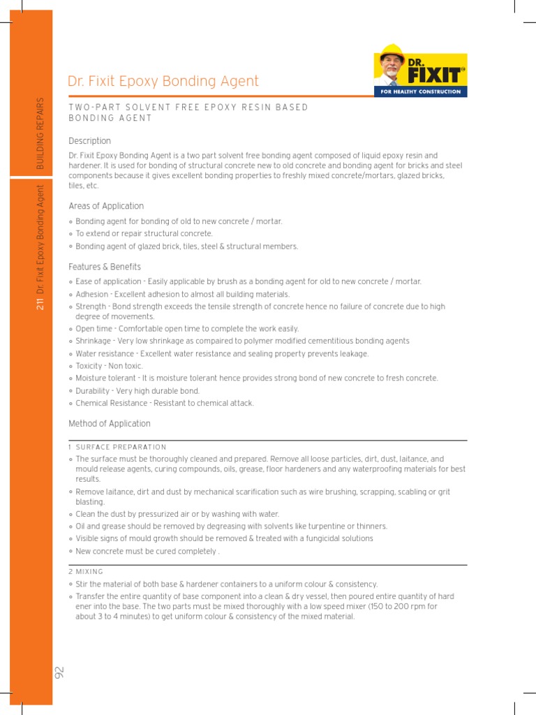 DR Fixit Epoxy Bonding Agent 63 1 PDF Epoxy Concrete