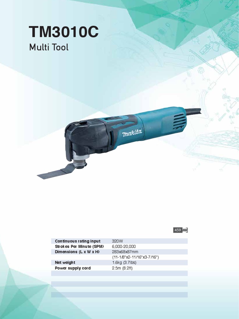 Multi Tool Continuous Rating Input Strokes Per Minute (SPM) Dimensions