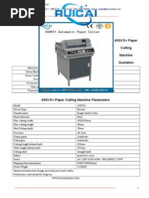450VS+ Paper Cutting Machine Quotation