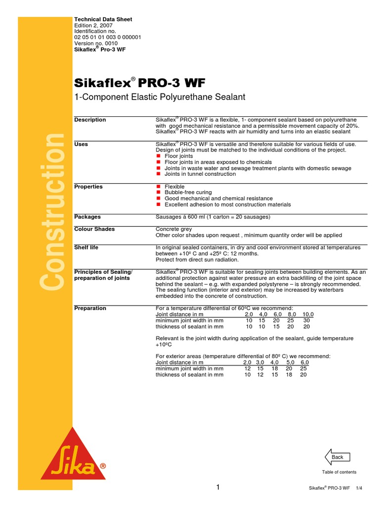 sikaflexpro3wf_pdsen.pdf Chemistry Chemical Substances