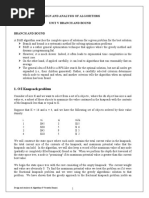 O/I Knapsack Problem: Design and Analysis of Algorithms Unit V Branch and Bound