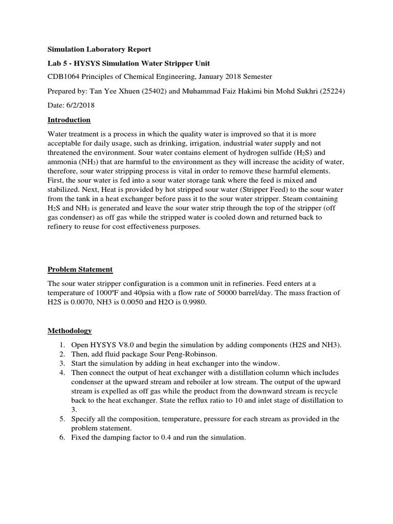 HYSYS Simulation of Water Stripper Unit | PDF | Distillation | Heat ...