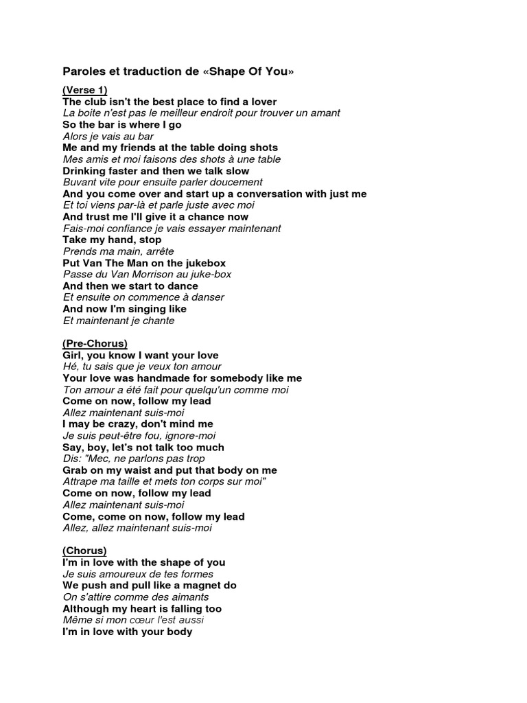 Traduction Parole Can T Help Falling In Love Paroles Et Traduction de | PDF | Leisure | Entertainment (General)