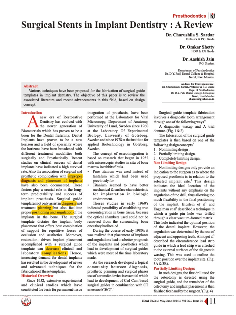 Surgical Stent PDF Dental Implant Dentistry