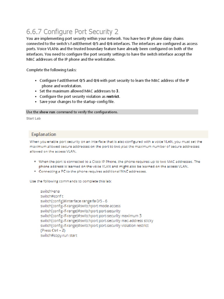 Network Port Security Setup Guide | PDF