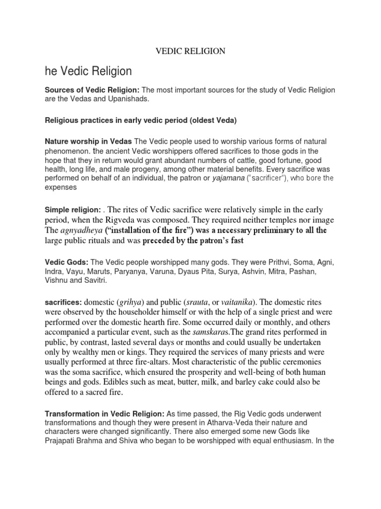 Vedic Religion | PDF | Vedas | Deities