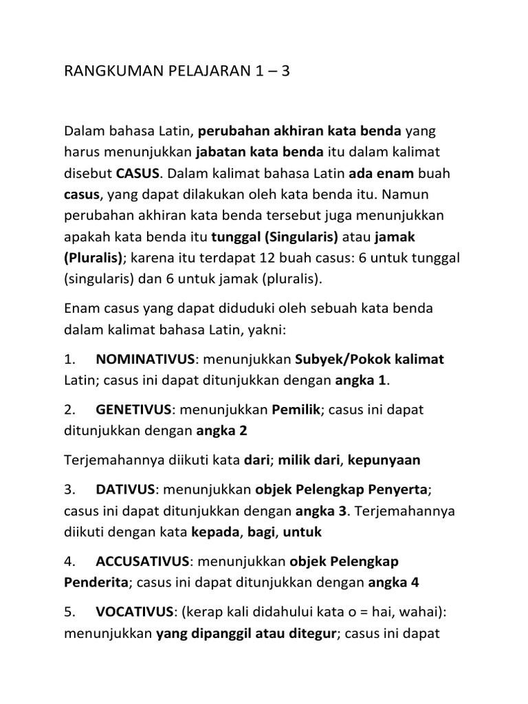 Rangkuman Bahasa Latin