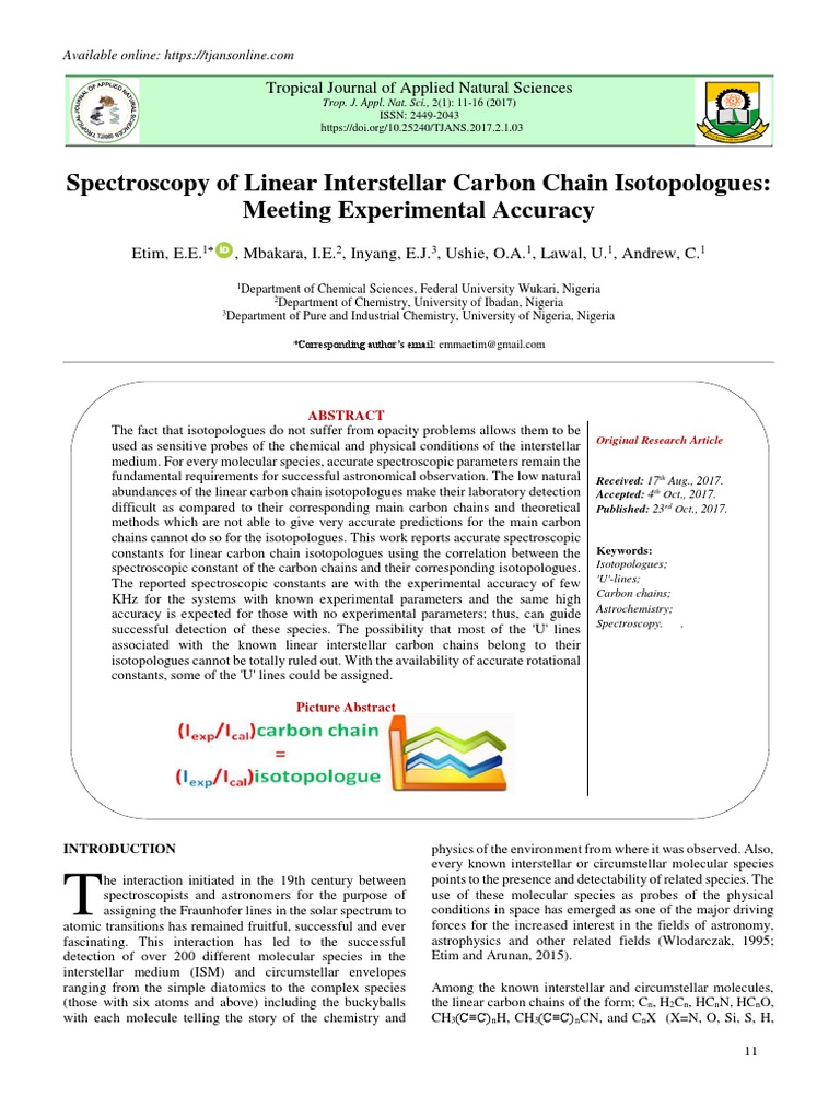 Spectroscopy Of Linear Interstellar Carbon Chain Isotopologues Spectroscopy Interstellar Medium