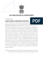 All India Political Parties Meet: Agenda: Feasibility of Criminalisation of Marital Rape