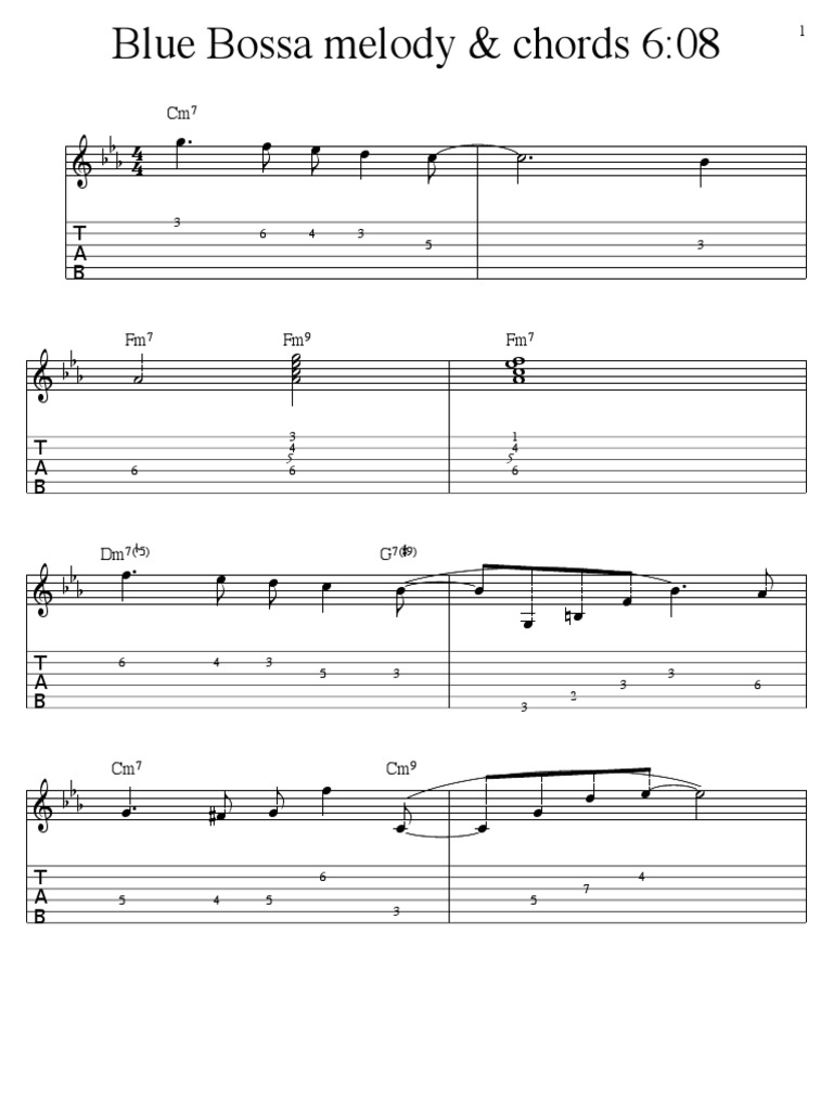 Blue Bossa Chords And Melody From Lesson3 Pdf Elements De La Musique Theorie De La Musique