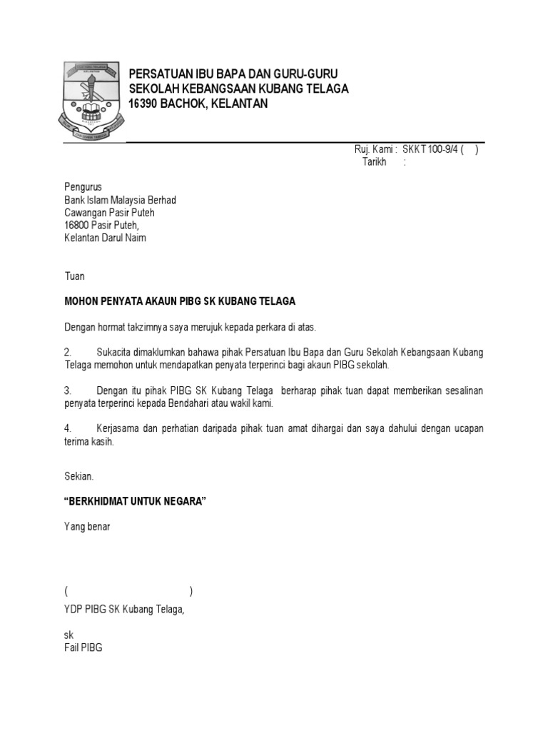 contoh surat mohon penyata bank  Sue McGrath