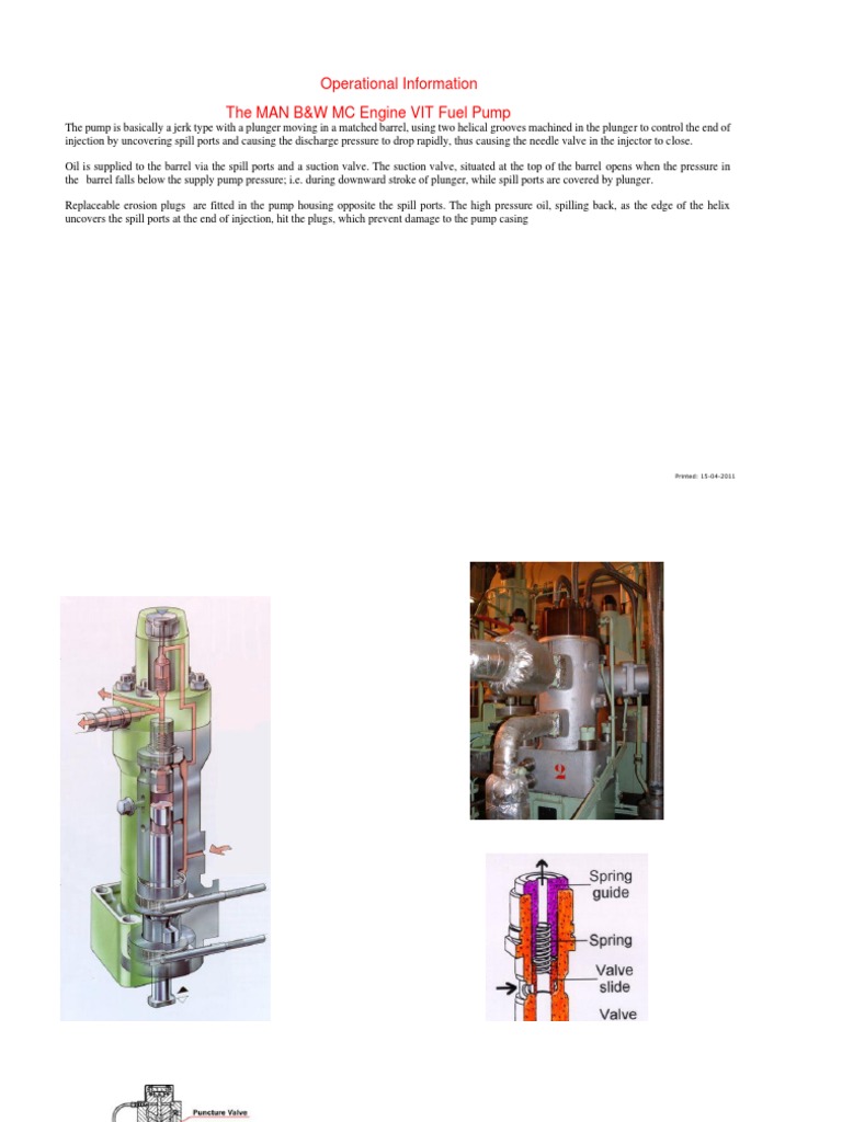 The Man b&w Mc Engine Vit Fuel Pump Pump Valve