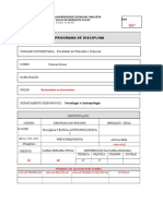 Plano de Ensino Teoria Antropologica I - 2018