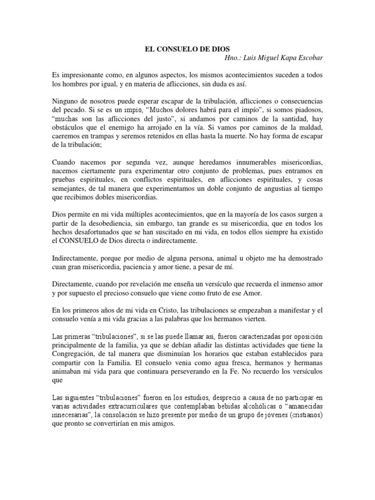 El Consuelo de Dios en la Tribulación | PDF | Amor | Cristo (título)