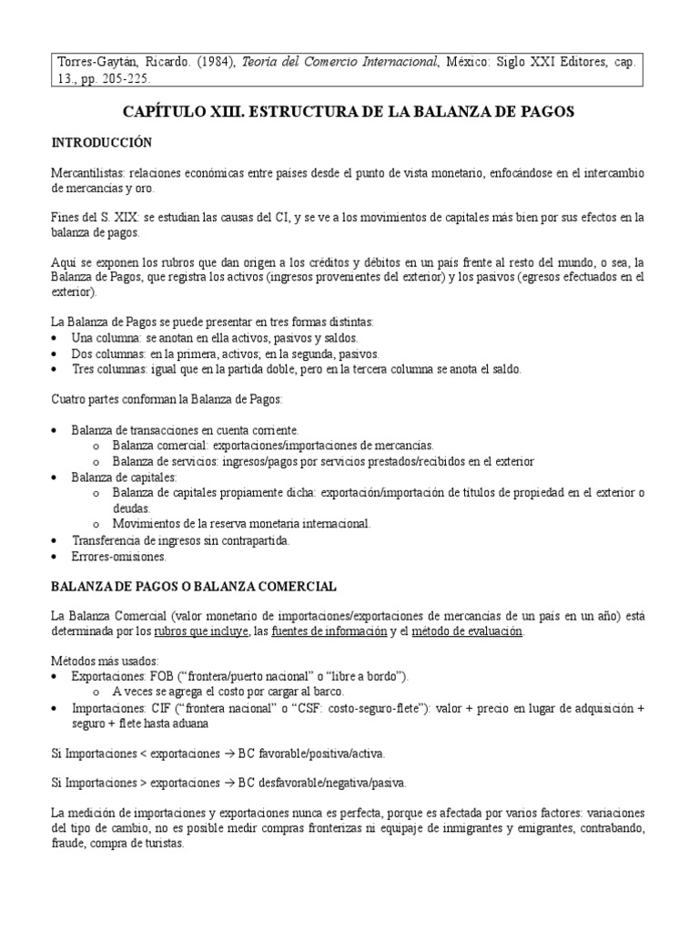 Estructura de la Balanza de Pagos | PDF | Balance de pagos | Negocios ...