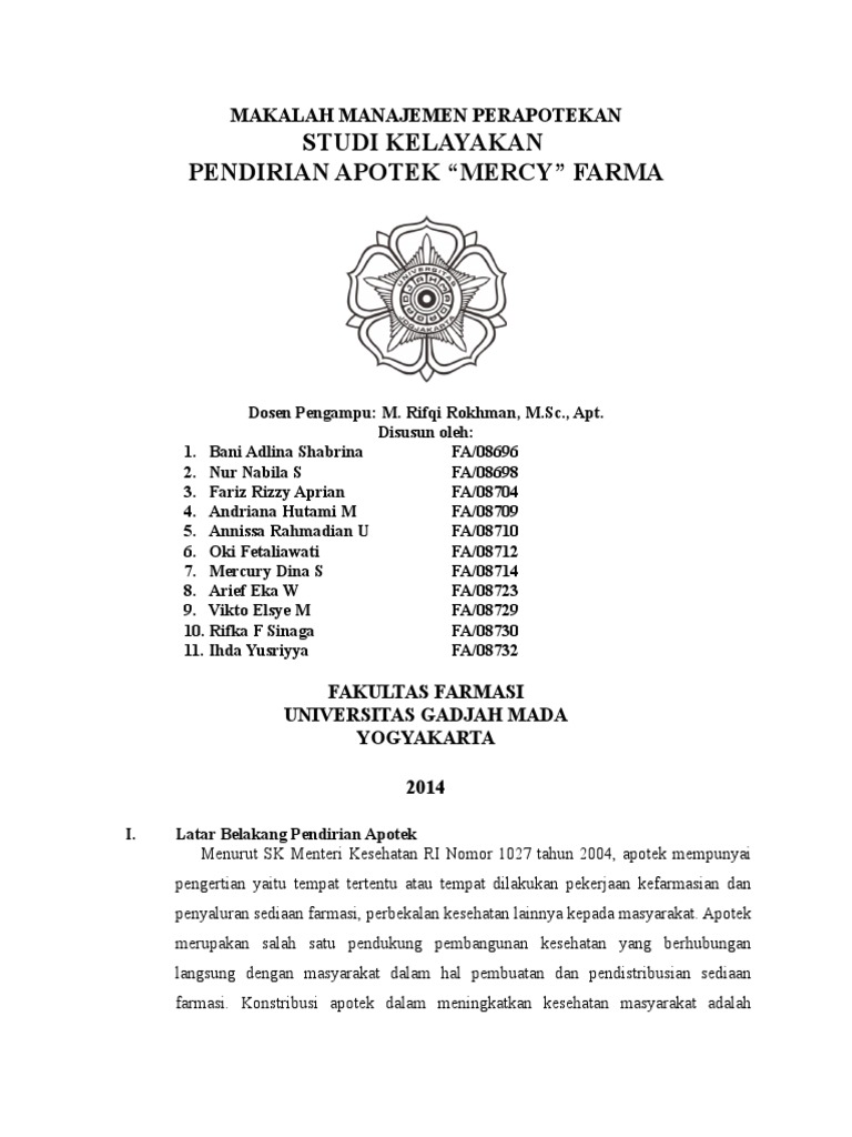 Studi kelayakan pembangunan apotek