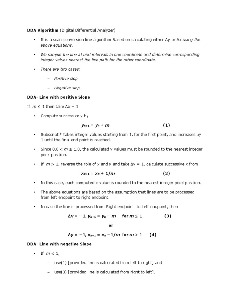 DDA Algorithm | PDF | Algorithms And Data Structures | Computer Programming