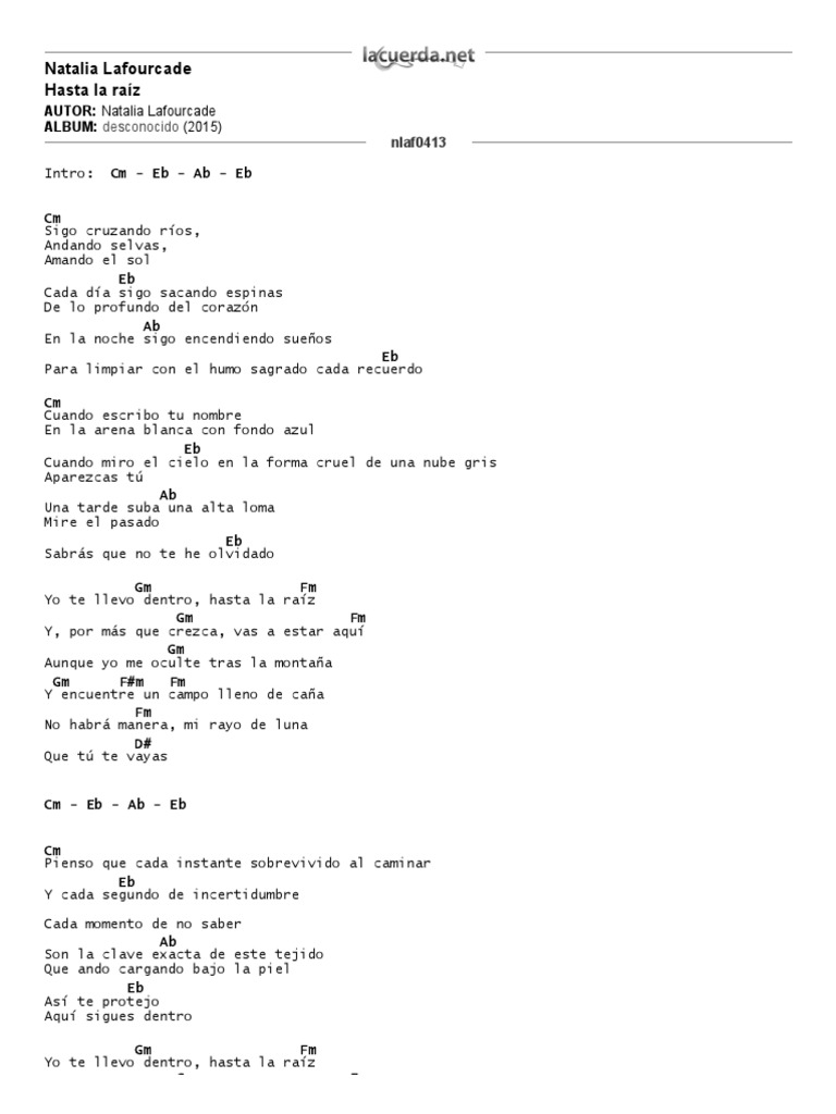 Natalia Lafourcade, Hasta La Raíz Letra