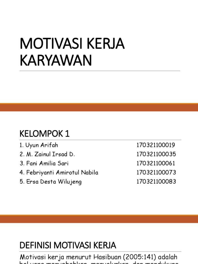 Ppt Motivasi Kerja Karyawan