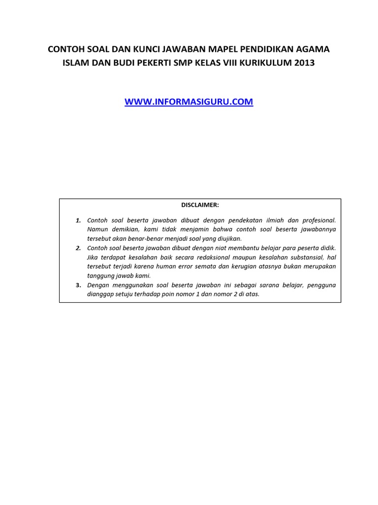 Soal essay agama islam dan jawaban smp 04 image