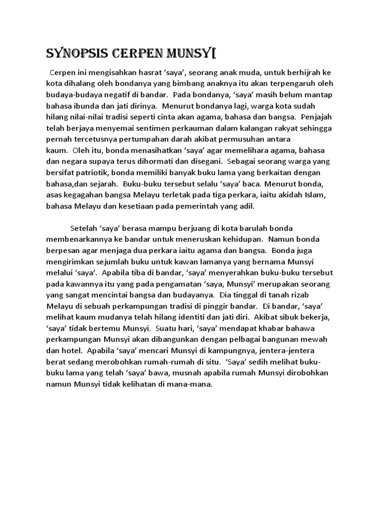 Sinopsis Munsyi Pdf