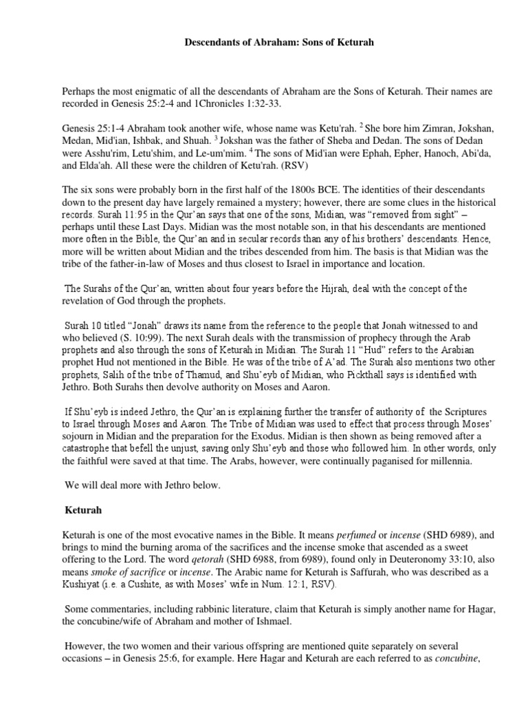 Abraham's Sons by Keturah Explained | PDF | Religion And Belief | Torah