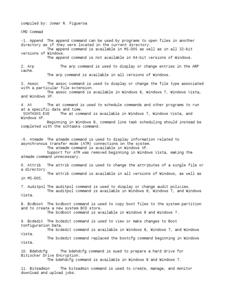 CMD Comands | PDF | Microsoft Windows | Windows 7