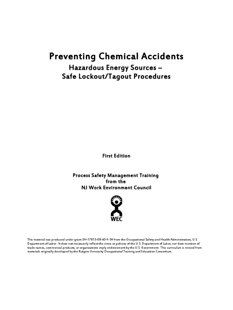 Preventing Chemical Accidents: Hazardous Energy Sources - Safe Lockout ...