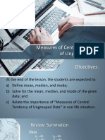 Measures of Central Tendency of Ungrouped Data