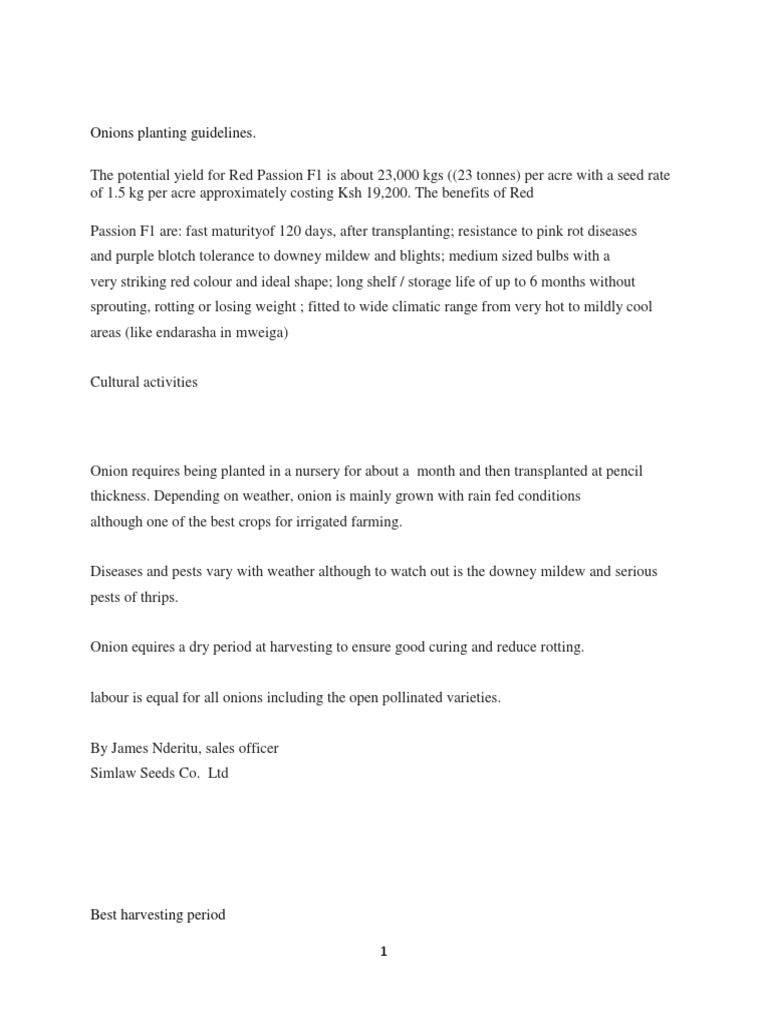 Onions Planting Guidelines PDF Onion Plant Nursery