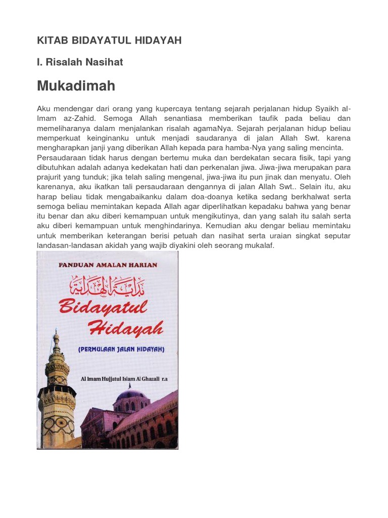 Kitab Bidayatul Hidayah Terjemah | PDF