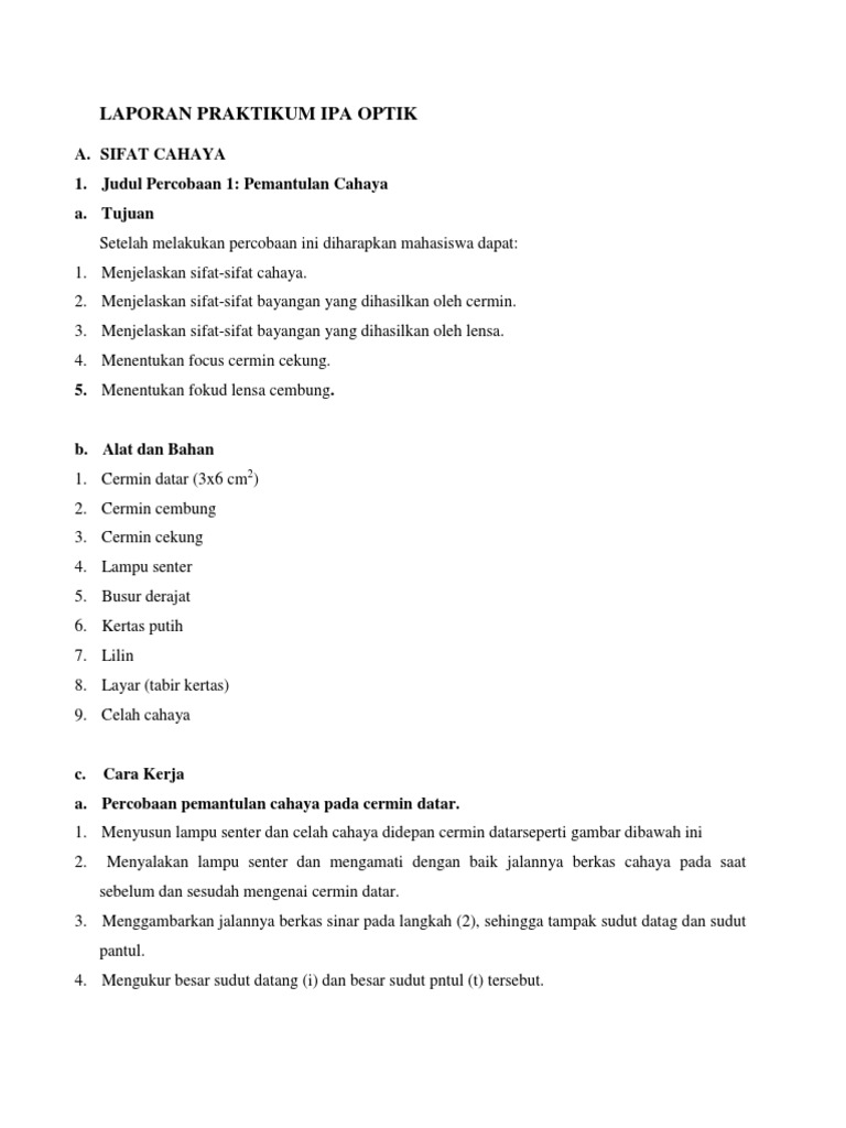 Laporan Praktikum IPA SD | PDF