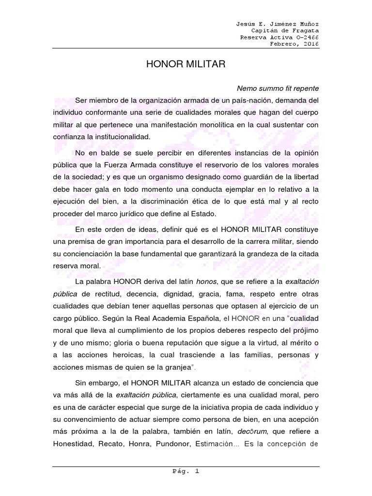 Honor Militar | PDF | Moralidad | Dignidad