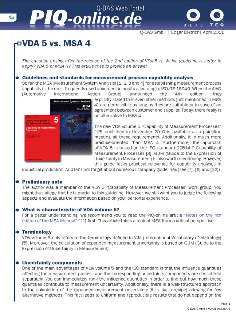 Vda5 Msa4 | PDF | Uncertainty | Analysis Of Variance