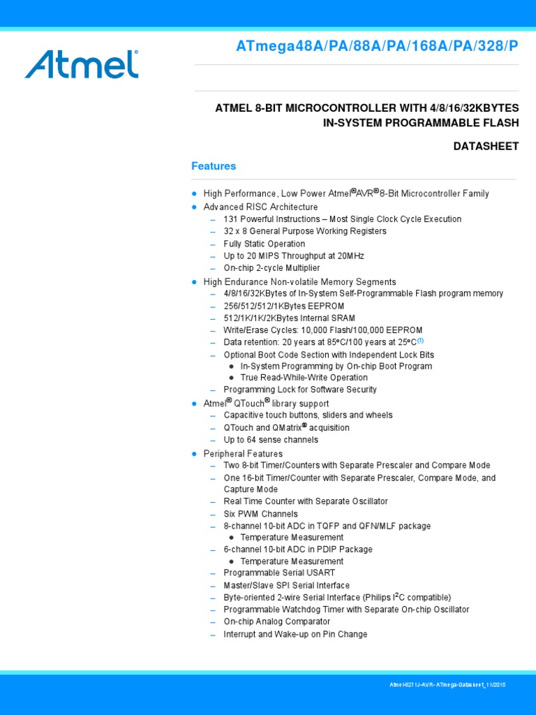 Atmega328 PDF | PDF | Instruction Set | Microcontroller