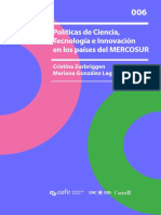 Políticas de Ciencia, Tecnología e Innovación en Los Países Del MERCOSUR