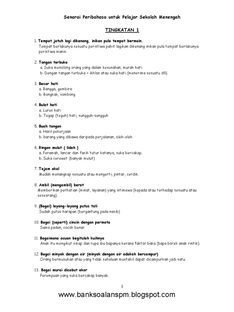 Senarai Peribahasa Spm Pdf