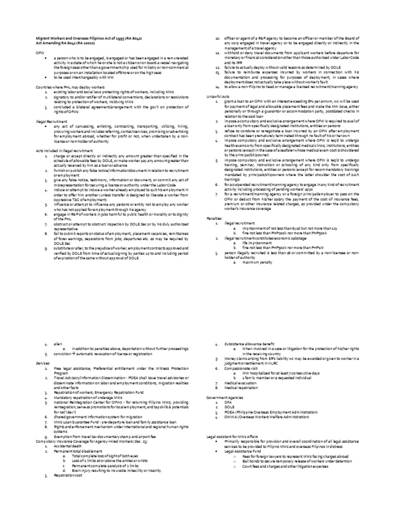 Migrant Workers Protection in the Philippines | PDF | Migrant Worker ...