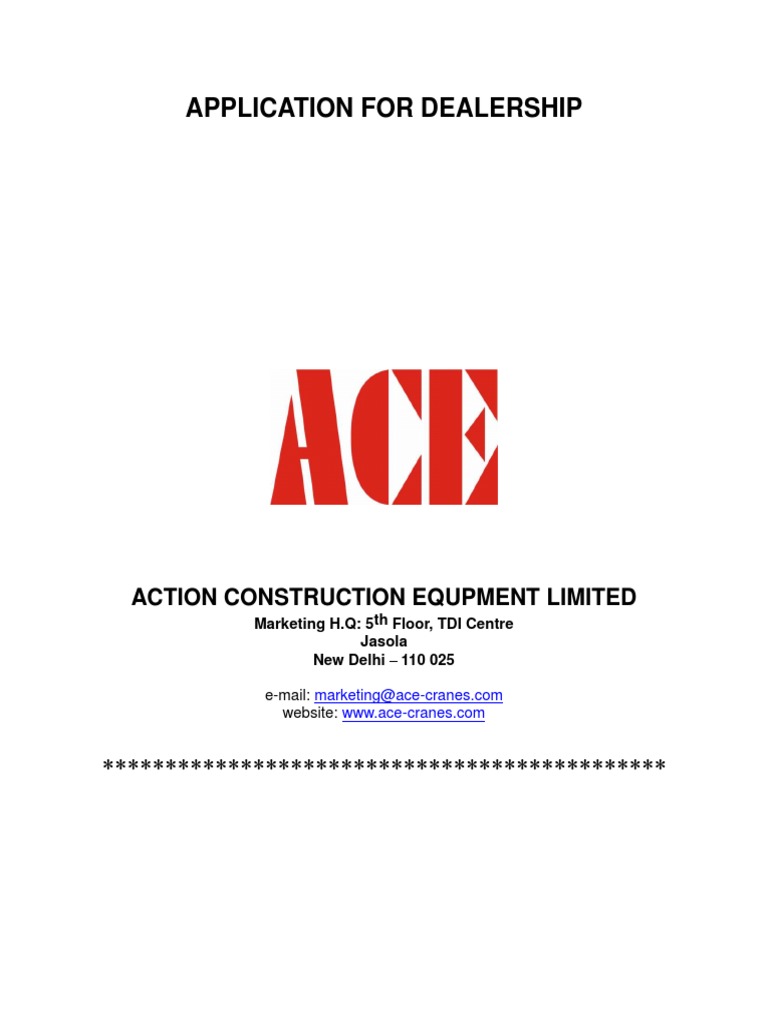 ACE Dealership Application Form | PDF | Heavy Equipment | Crane (Machine)